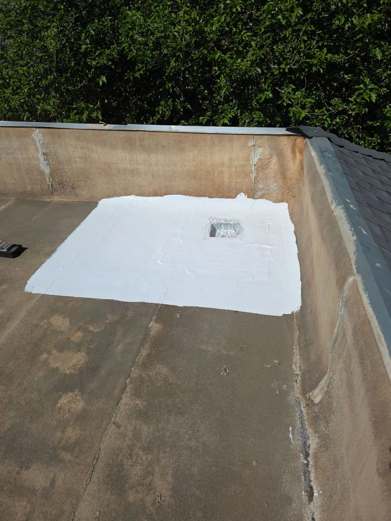 After: sealed and coated roof drain by Econo Roofing